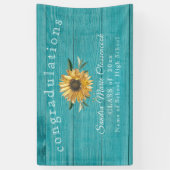 Moderner Sonnenblumen-Abschluss Rustikale aquamari Banner (Vertikal)