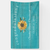 Moderner Sonnenblumen Abschluss Rustikales aquamar Banner (Vertikal)