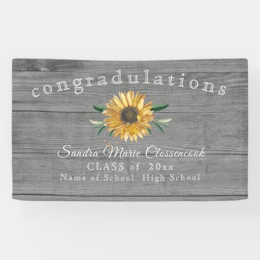 Moderner Sonnenblumen-Abschluss Rustikales Grauhol Banner (Horizontal)