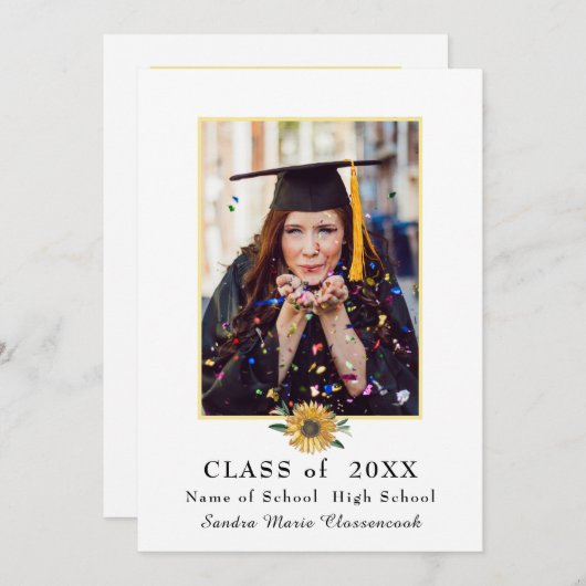 Moderner Sonnenblumenblume Abschluss Ankündigung (Vorne/Hinten)