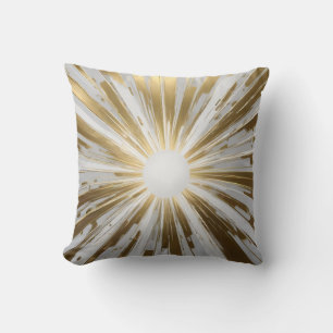 Moderner Sonnenbrand in Gold und Weiß Kissen