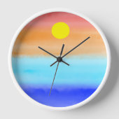 Moderner Sonnenuntergang am Strand Aquarell Rückgr Uhr (Vorderseite)