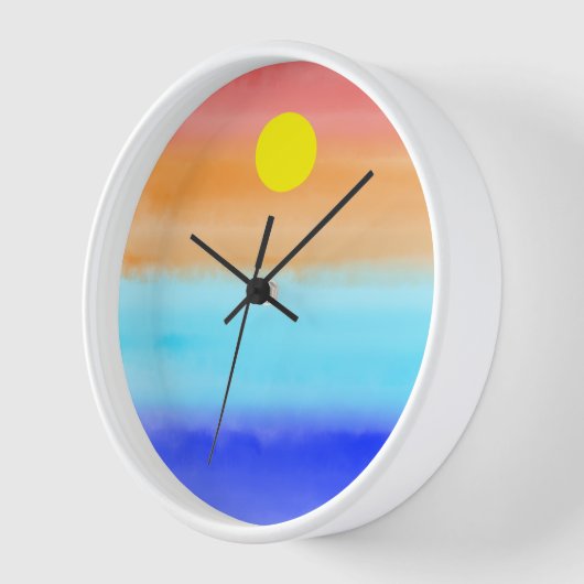 Moderner Sonnenuntergang am Strand Aquarell Rückgr Uhr (Winkel)