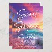 Moderner Sonnenuntergang süß 16 Einladung (Vorne/Hinten)