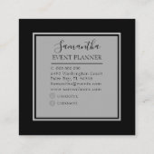 Moderner, sparkle Schwarz-Weiß-Veranstaltungsplane Quadratische Visitenkarte (Rückseite)