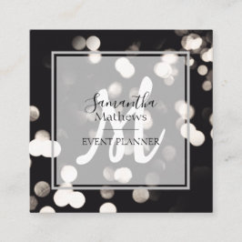 Moderner, sparkle Schwarz-Weiß-Veranstaltungsplane Quadratische Visitenkarte