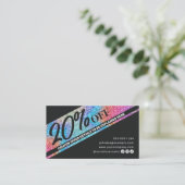 Moderner Sparkler Glitzer & Schwarzer Friseur Rabattkarte (Stehend Vorderseite)