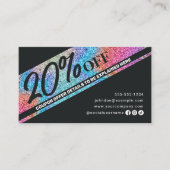 Moderner Sparkler Glitzer & Schwarzer Friseur Rabattkarte (Vorderseite)