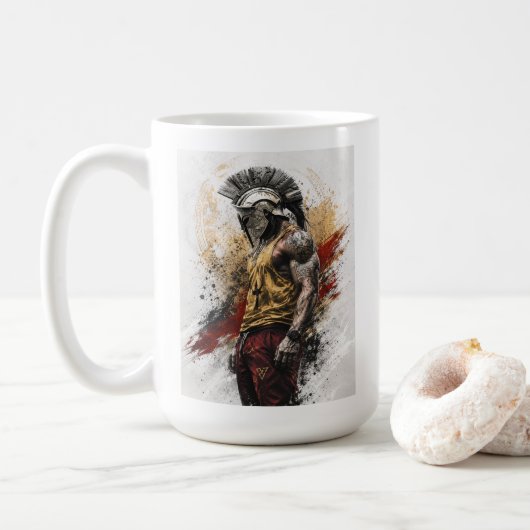 Moderner spartanischer Krieger – Alte Stärke moder Kaffeetasse (Mit Donut)