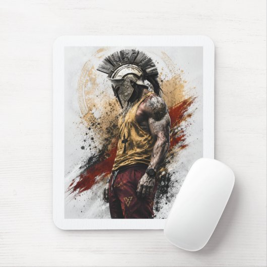 Moderner spartanischer Krieger – Alte Stärke moder Mousepad (Mit Mouse)