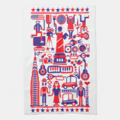 Moderner Spaß 4. Juli USA Icons Geschirrtuch (Vertikal)