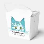 Moderner Spaß Aquamarin Cat Stencil humorvoll kühn Geschenkschachtel (Rückseite)