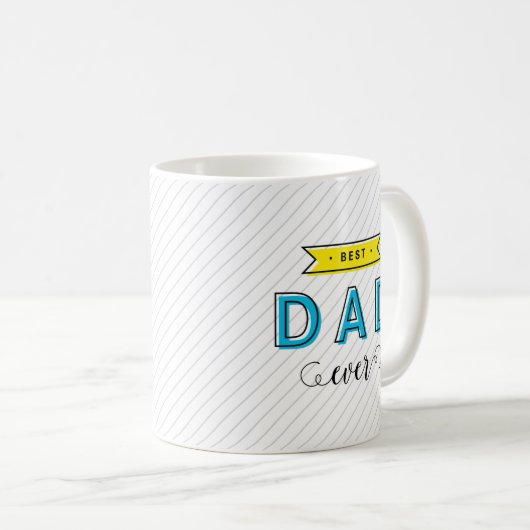 Moderner Spaß-bunter blauer gelber bester Vater Kaffeetasse (VorderseiteRechts)