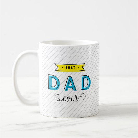 Moderner Spaß-bunter blauer gelber bester Vater Kaffeetasse (Links)