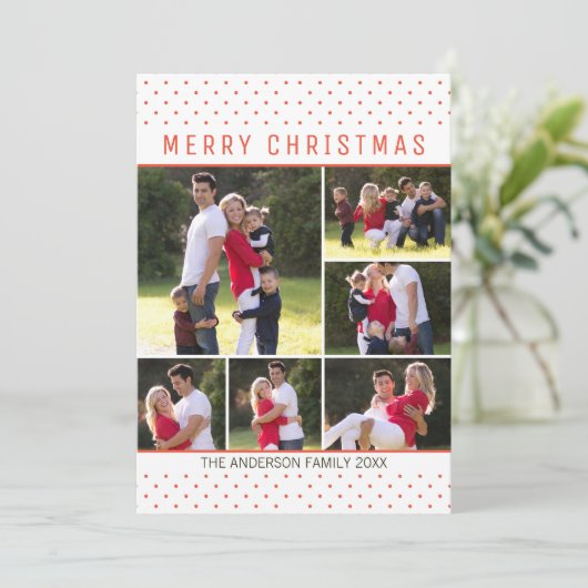 Moderner Spaß Frohe Weihnachten Red Polka Dots 7 F (Stehend Vorderseite)