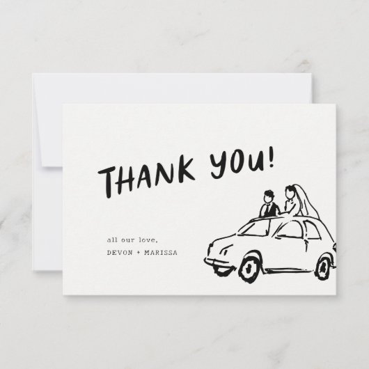 Moderner Spaß Funky Retro Hochzeit Dankeskarte (Vorderseite)