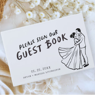Moderner Spaß Funky Retro Hochzeit Gästebuch