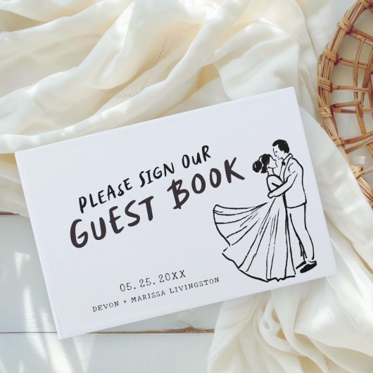 Moderner Spaß Funky Retro Hochzeit Gästebuch