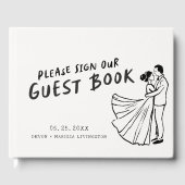 Moderner Spaß Funky Retro Hochzeit Gästebuch (Vorderseite)