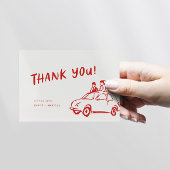 Moderner Spaß Funky Retro Red Wedding Dankeskarte