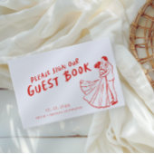 Moderner Spaß Funky Retro Red Wedding Gästebuch