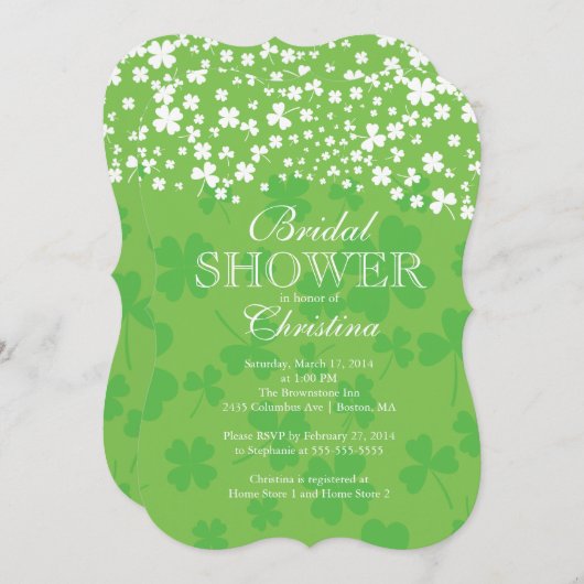 Moderner Spaß-irisches Kleeblatt-Brautparty Einladung (Vorne/Hinten)