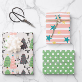Moderner Spaß Kinder Weihnachten Geschenkpapier Set