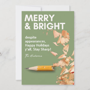 Moderner Spaß Merry & Bright Pencil Sharp Holiday Feiertagskarte