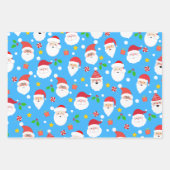 Moderner Spaß Santa Stripes & Weihnachtslicht Blau Geschenkpapier Set (Vorderseite)