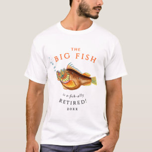 Moderner Spaß Vintage Farbiger Großer Fisch Ruhest T-Shirt