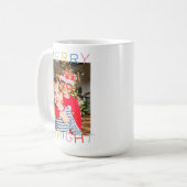 Moderner Spaß Weihnachten Heiterkeit Merry & Brigh Kaffeetasse (Vorderseite Links)