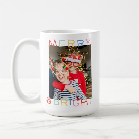 Moderner Spaß Weihnachten Heiterkeit Merry & Brigh Kaffeetasse (Links)
