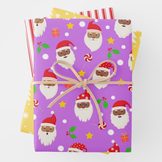 Moderner Spaß Weihnachten Weihnachten Muster Lila Geschenkpapier Set (Beispiel)
