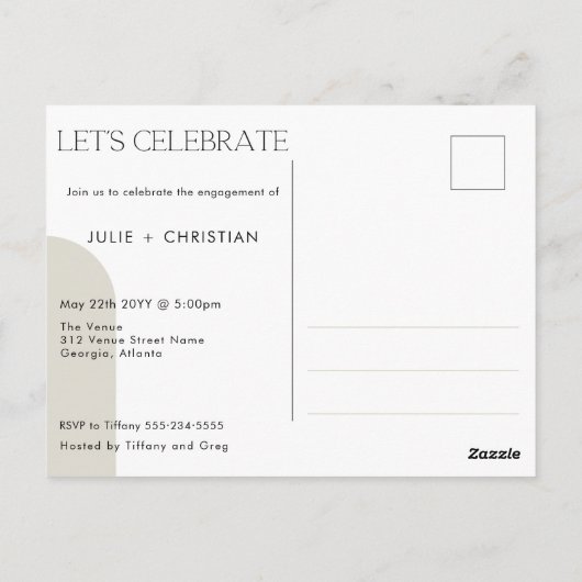 Moderner Spaß Wir sind verlobt! Einladung zur Verl Postkarte (Rückseite)