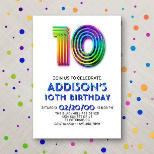 Moderner Spaß zum 10. Geburtstag Einladung