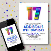 Moderner Spaß zum 17. Geburtstag Einladung