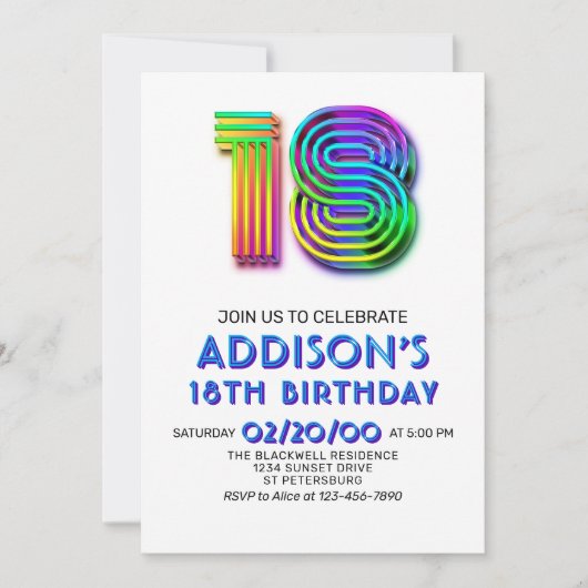 Moderner Spaß zum 18. Geburtstag Einladung (Vorderseite)