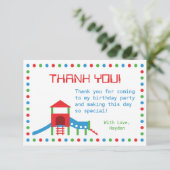 Moderner Spielplatz-Kindergeburtstag danken Ihnen Dankeskarte (Stehend Vorderseite)