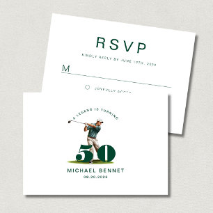 Moderner Sportgolfer 50. Geburtstag RSVP Karte