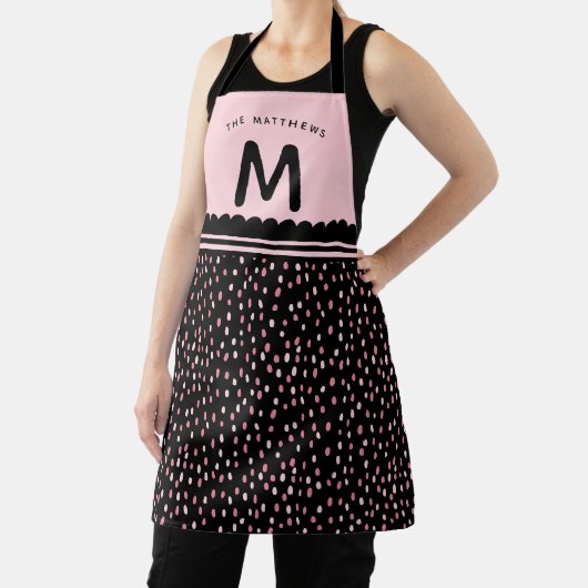 Moderner Spots Individuelle Name & Monogramm Rosa  Schürze (InSitu)