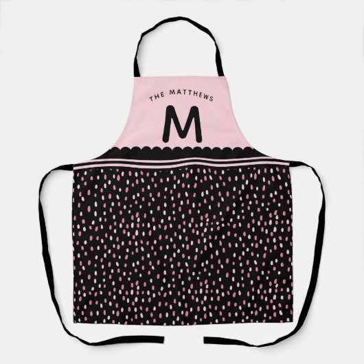 Moderner Spots Individuelle Name & Monogramm Rosa Schürze (Vorderseite)