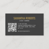 Moderner Spray-Tan-QR-Code grau gold Visitenkarte (Rückseite)