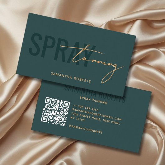Moderner Spray-Tan-QR-Code grün Visitenkarte