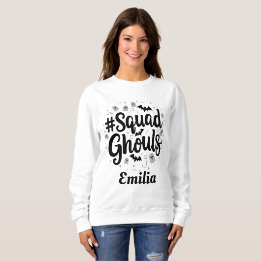 Moderner Squad Ghouls Halloween-Individuelle Name Sweatshirt (Vorne ganz)
