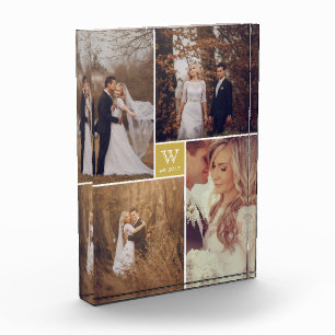Moderner Square Wedding Monogram Collage Foto Bloc