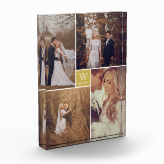 Moderner Square Wedding Monogram Collage Foto Bloc