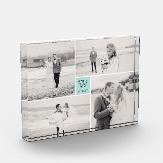 Moderner Square Wedding Monogram Collage Foto Bloc