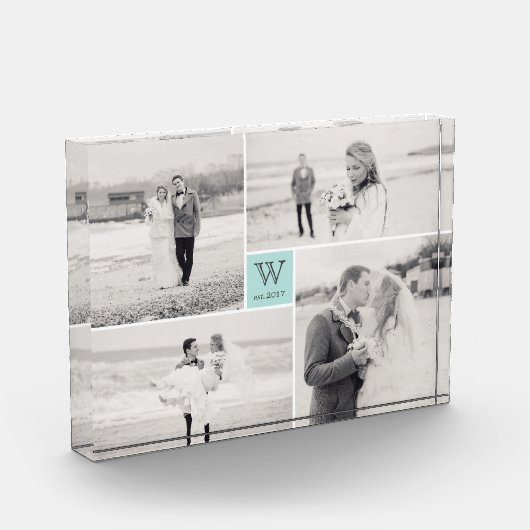 Moderner Square Wedding Monogram Collage Foto Bloc (Links)