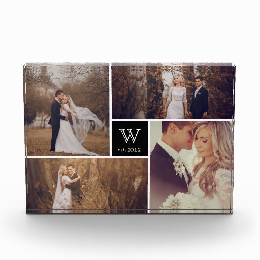 Moderner Square Wedding Monogram Foto Collage Bloc (Vorderseite)