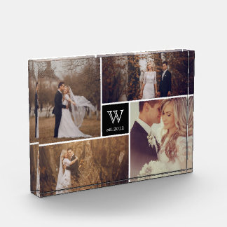 Moderner Square Wedding Monogram Foto Collage Bloc